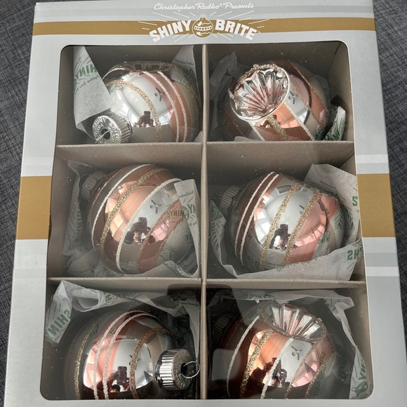 Christopher Radko Ornaments Christmas Seasonal Shiny Brite Indented 6 Piece - Picture 1 of 3
